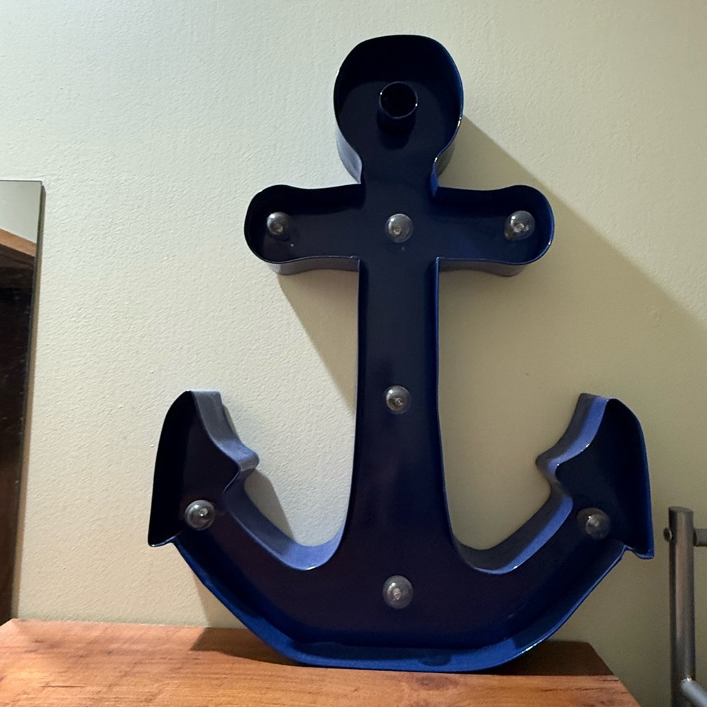 Nautical Blue Anchor Marquee Wall Decor